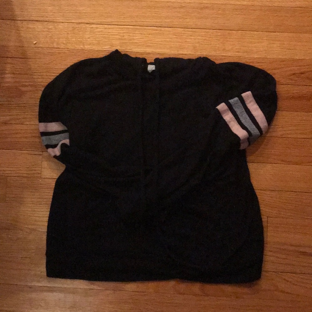 Pink Rose Black Hoodie With Front Pocket